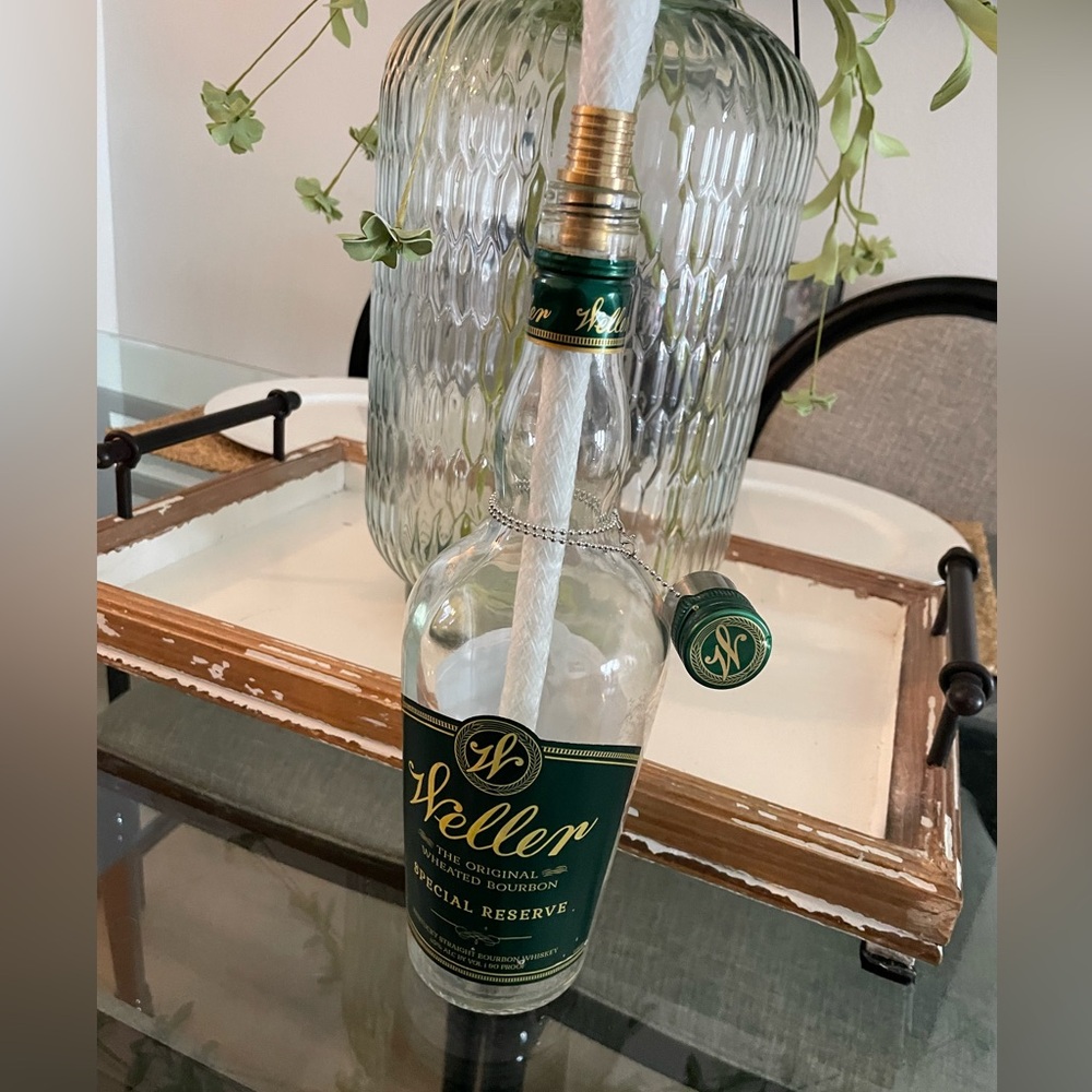 Weller green label tiki bourbon bottle